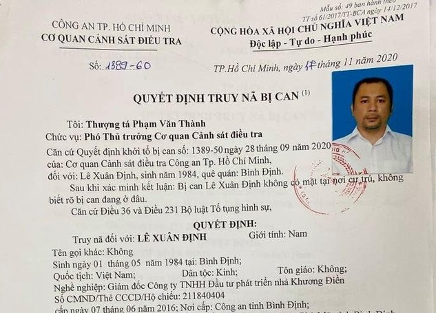 Truy nã giám đốc Công ty Khương Điền vì bán 'dự án ma' - Ảnh 1. Truy nã giám đốc Công ty Khương Điền vì bán 'dự án ma' - Ảnh 1.