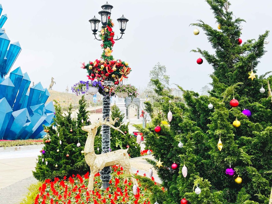 Những cây thông Noel làm từ nông sản độc đáo trong 'ngôi làng tuyết' ở Fansipan - Ảnh 4. Những cây thông Noel làm từ nông sản độc đáo trong 'ngôi làng tuyết' ở Fansipan - Ảnh 4.