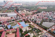 Vị trí ba đường sẽ mở theo quy hoạch ở thị trấn Trạm Trôi, Hoài Đức, Hà Nội