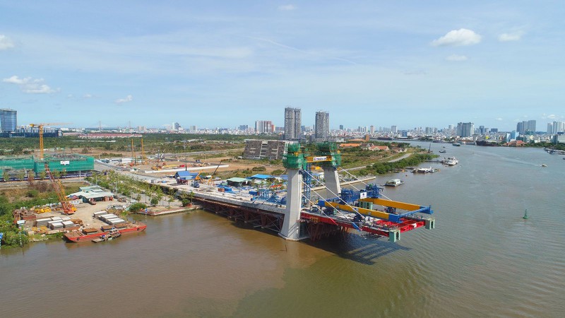 Cận cảnh những dây văng đầu tiên của cầu Thủ Thiêm 2 - Ảnh 5. Cận cảnh những dây văng đầu tiên của cầu Thủ Thiêm 2 - Ảnh 5.