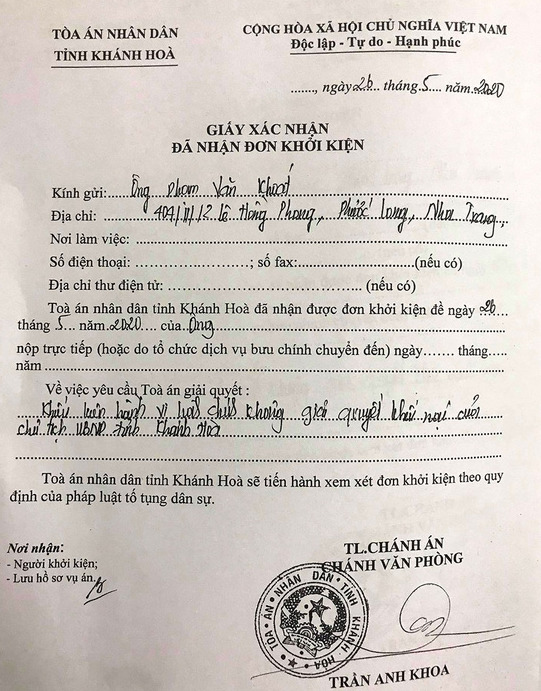 Khánh Hòa: Người dân dựng cái chòi bị phạt 55 triệu viết đơn kiện Chủ tịch UBND tỉnh - Ảnh 3. Khánh Hòa: Người dân dựng cái chòi bị phạt 55 triệu viết đơn kiện Chủ tịch UBND tỉnh - Ảnh 3.