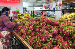 Hơn 3.000 đồng/kg thanh long, dân tranh thủ mua về cho gà ăn