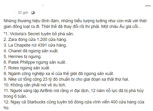 Thông tin Victoria's Secret phá sản, Rolex, Chanel Hermes ngừng sản xuất là chưa chính xác - Ảnh 1. Thông tin Victoria's Secret phá sản, Rolex, Chanel Hermes ngừng sản xuất là chưa chính xác - Ảnh 1.