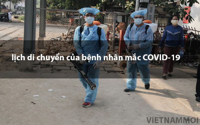Chi tiết lịch trình di chuyển của bệnh nhân mắc COVID-19