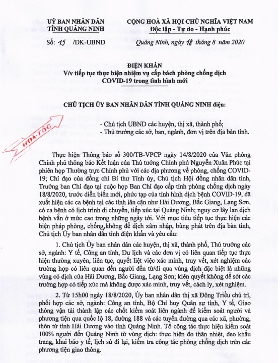 Quảng Ninh: Tạm dừng hoạt động vận tải đến TP Hải Dương - Ảnh 1.