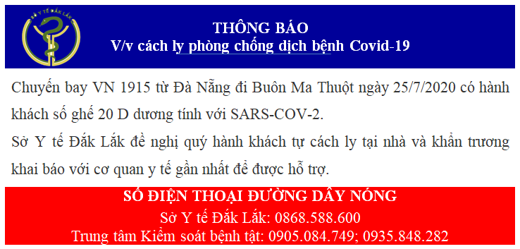 Đắk Lắk truy tìm khách trên chuyến bay có người mắc COVID -19 - Ảnh 1. Đắk Lắk truy tìm khách trên chuyến bay có người mắc COVID -19 - Ảnh 1.