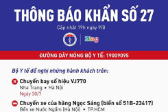 Bộ Y tế ra thông báo khẩn số 27 tìm người trên chuyến bay VJ770 và nhà xe Ngọc Sáng