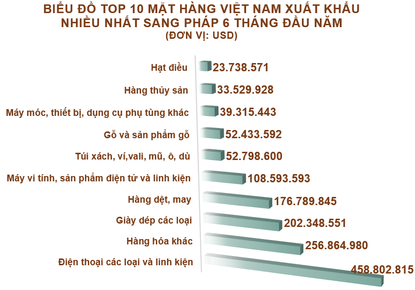 Xuất nhập khẩu Việt Nam và Pháp tháng 6/2020: Thặng dư thương mại gần 237 triệu USD - Ảnh 3.