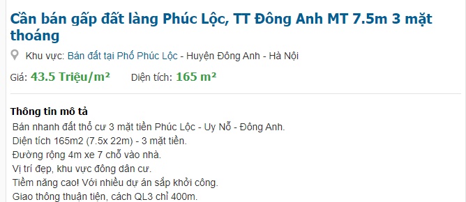 Giá đất đường Phúc Lộc, Đông Anh, Hà Nội - Ảnh 3.