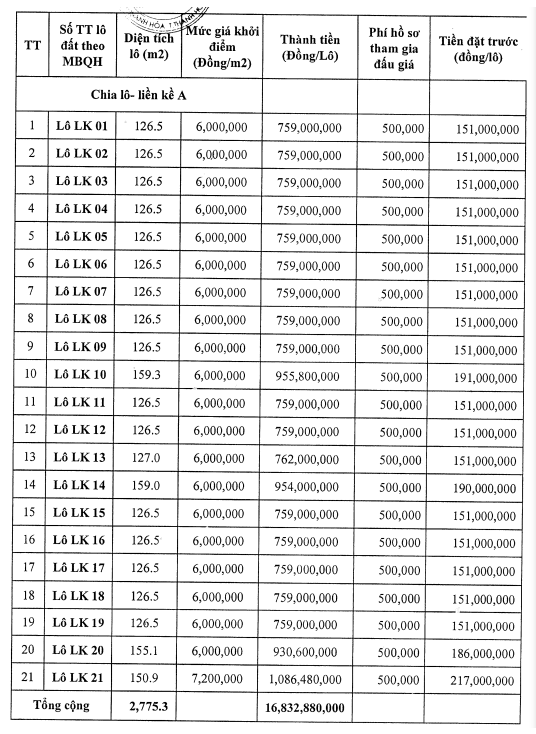 Thiệu Hóa, Thanh Hóa sắp đấu giá 21 lô đất, khởi điểm từ 759 triệu đồng/lô - Ảnh 1.