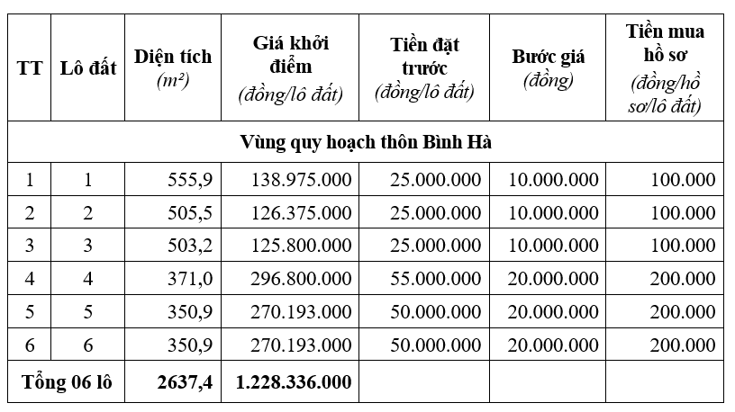 Hà Tĩnh đấu giá 8 lô đất tại Hương Khê, khởi điểm từ 126 triệu đồng/lô - Ảnh 2. Hà Tĩnh đấu giá 8 lô đất tại Hương Khê, khởi điểm từ 126 triệu đồng/lô - Ảnh 2.