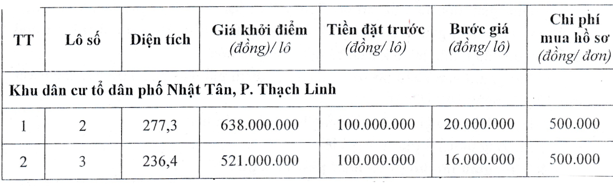 TP Hà Tĩnh đấu giá hai lô đất, khởi điểm 521 triệu đồng/lô - Ảnh 1.