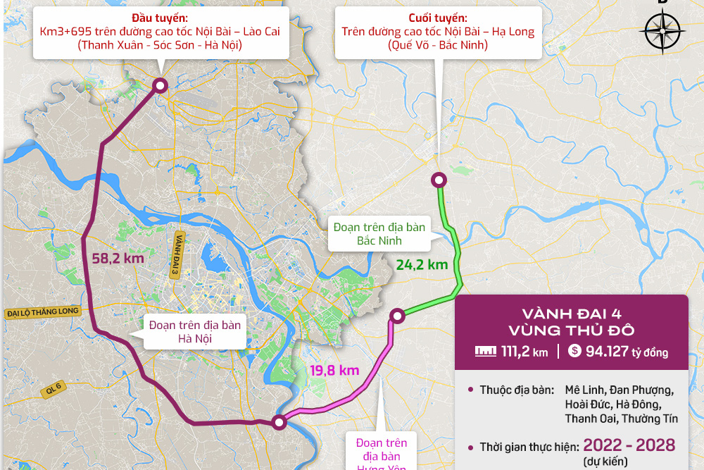 Hà Nội sẽ trình Chính phủ về dự án đường vành đai 4 trước 25/12