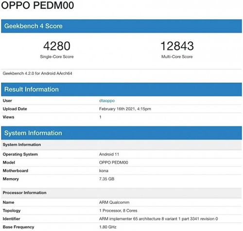 Oppo Find X3 xuất hiện trên Geekbench với RAM 8GB và Android 11 - Ảnh 2. Oppo Find X3 xuất hiện trên Geekbench với RAM 8GB và Android 11 - Ảnh 2.