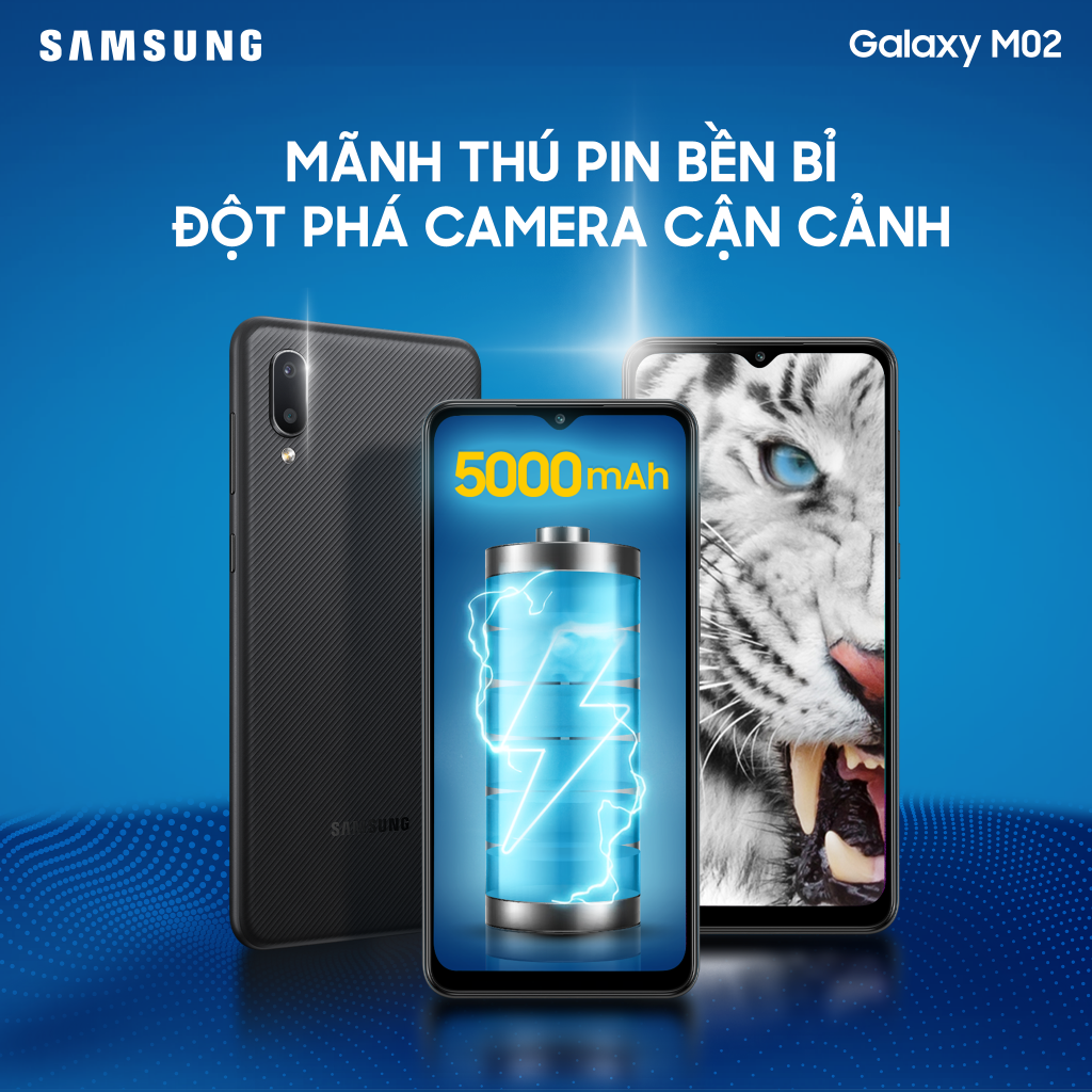 Samsusng Galaxy M02: Dung lượng pin khủng 5.000 mAh, có giá bán 2.390.000 đồng - Ảnh 1. Samsusng Galaxy M02: Dung lượng pin khủng 5.000 mAh, có giá bán 2.390.000 đồng - Ảnh 1.