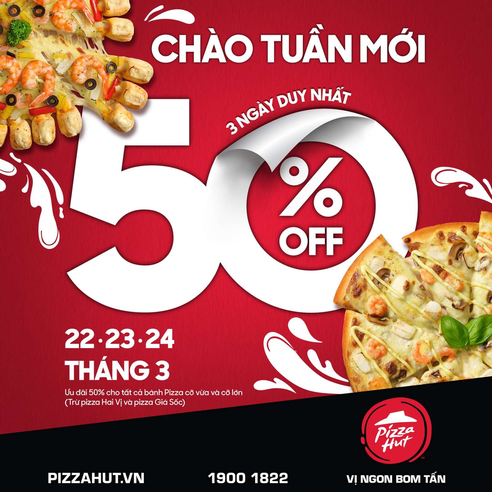 Khuyến mãi ăn uống tuần này (22/3-28/3): Pizza Hut giảm 50%, ToCoToCo ‘mua 2 tặng 1’ - Ảnh 1. Khuyến mãi ăn uống tuần này (22/3-28/3): Pizza Hut giảm 50%, ToCoToCo ‘mua 2 tặng 1’ - Ảnh 1.