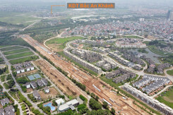 Toàn cảnh đường nối Đại lộ Thăng Long - tỉnh lộ 423 qua KĐT Nam An Khánh đang mở theo quy hoạch ở Hà Nội