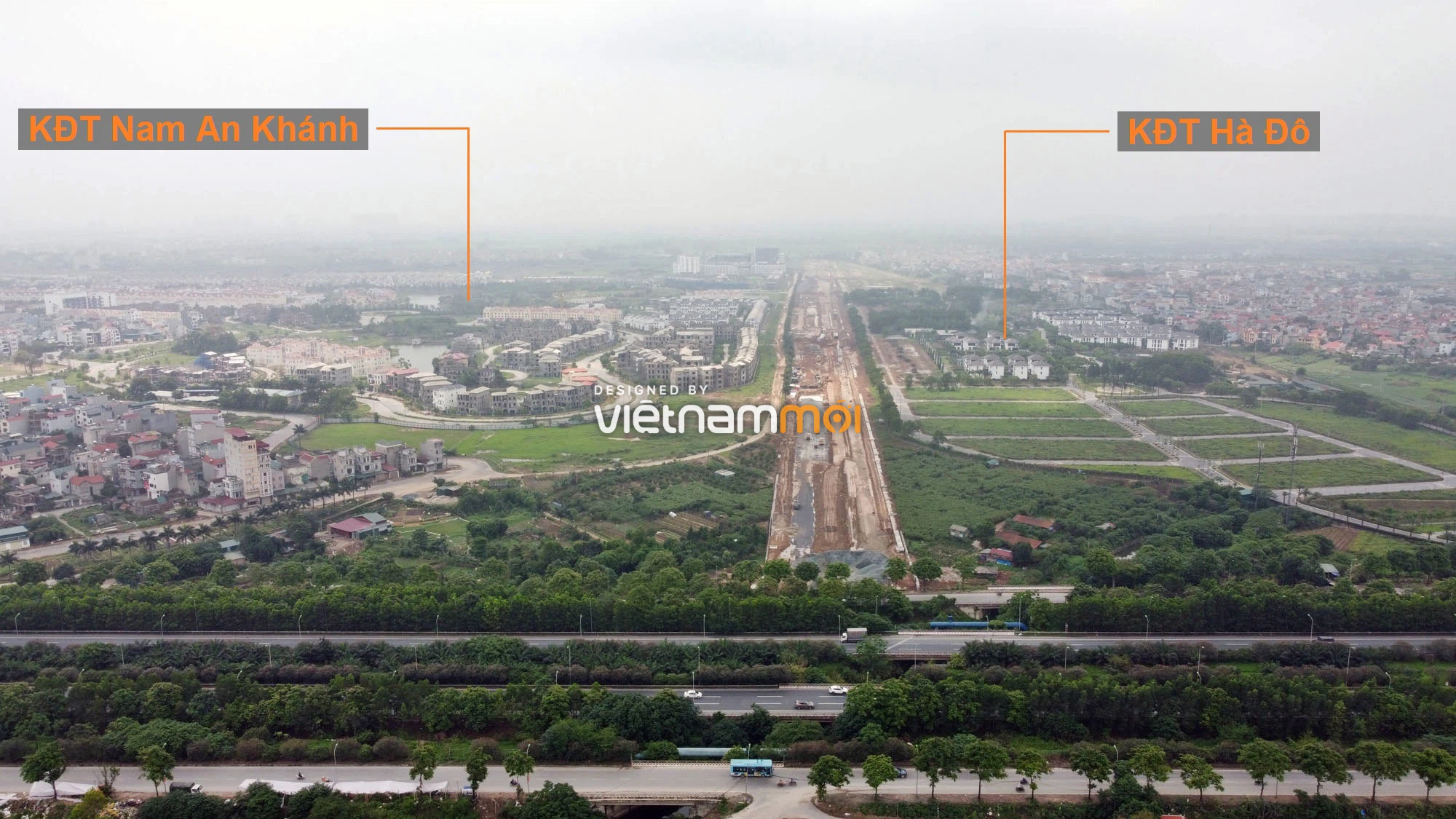 Toàn cảnh đường nối Đại lộ Thăng Long - tỉnh lộ 423 qua KĐT Nam An Khánh đang mở theo quy hoạch ở Hà Nội - Ảnh 2.