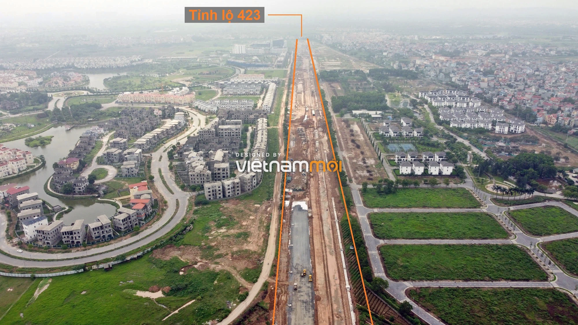 Toàn cảnh đường nối Đại lộ Thăng Long - tỉnh lộ 423 qua KĐT Nam An Khánh đang mở theo quy hoạch ở Hà Nội - Ảnh 3.
