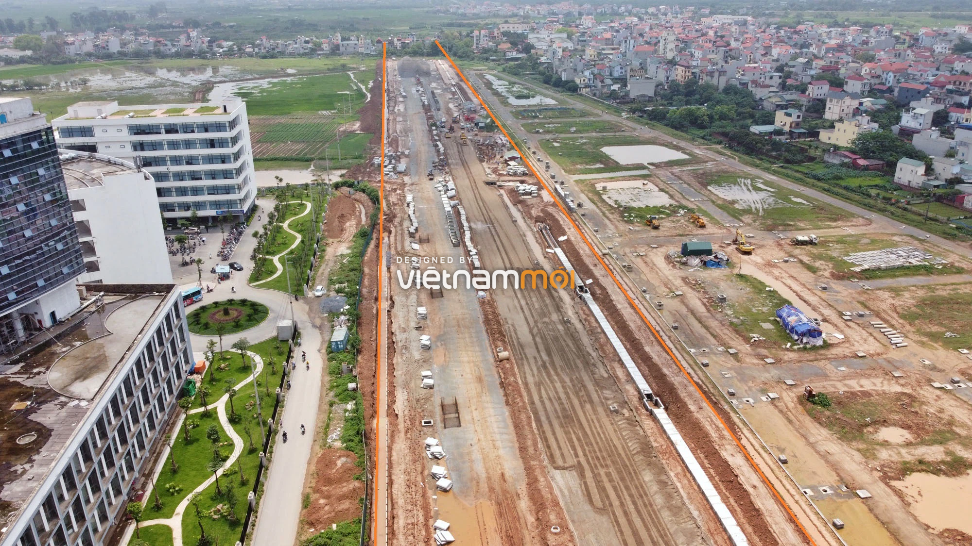 Toàn cảnh đường nối Đại lộ Thăng Long - tỉnh lộ 423 qua KĐT Nam An Khánh đang mở theo quy hoạch ở Hà Nội - Ảnh 11.