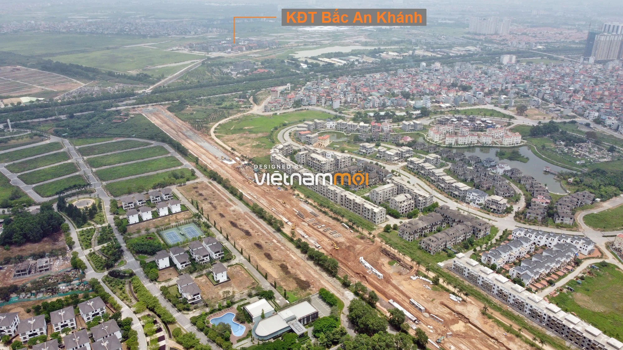 Toàn cảnh đường nối Đại lộ Thăng Long - tỉnh lộ 423 qua KĐT Nam An Khánh đang mở theo quy hoạch ở Hà Nội - Ảnh 16.