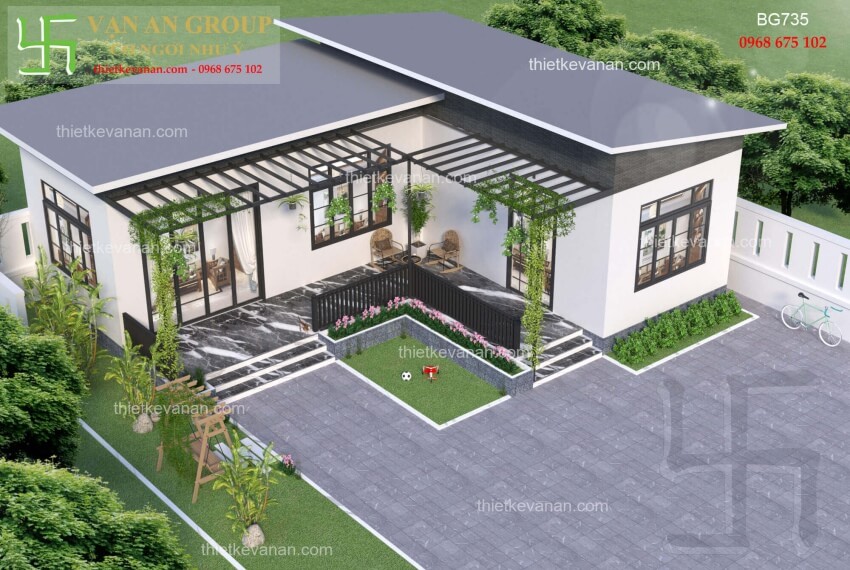 Tham khảo một số mẫu nhà cấp 4 chữ L mái bằng hiện đại và tiện nghi - Ảnh 7.