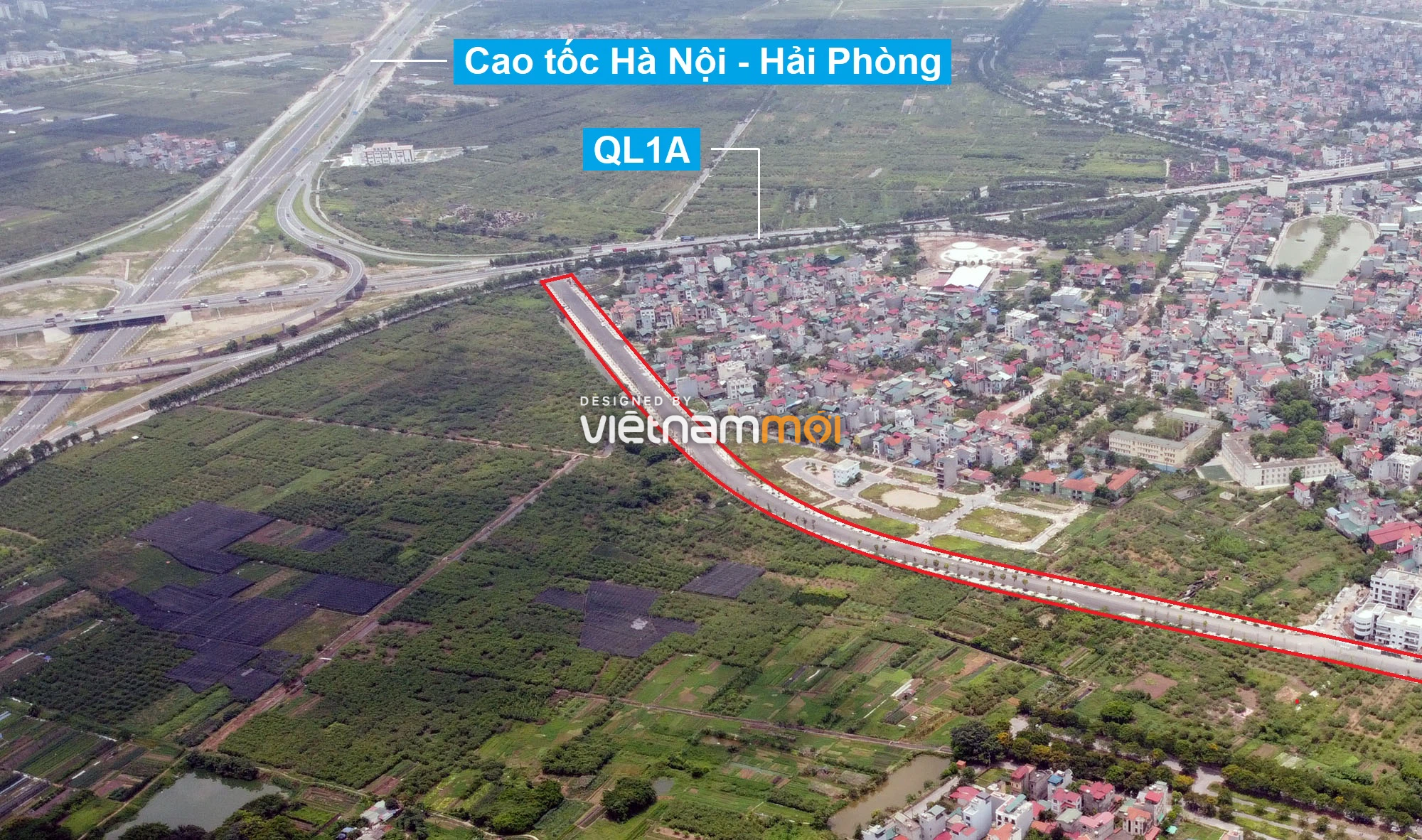 Toàn cảnh đường nối Bát Khối - QL1A đang mở theo quy hoạch ở quận Long Biên, Hà Nội - Ảnh 2.