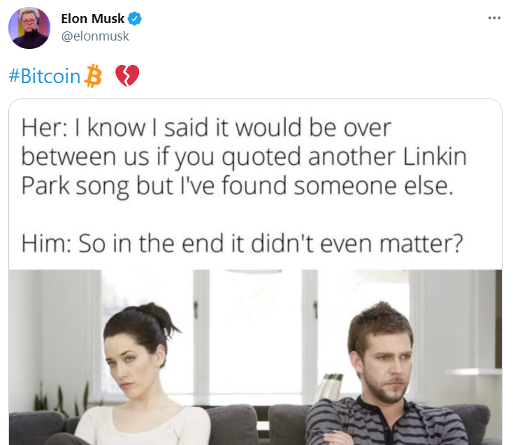 Giá bitcoin giảm mạnh sau khi Elon Musk đăng một tấm ảnh meme - Ảnh 2. Giá bitcoin giảm mạnh sau khi Elon Musk đăng một tấm ảnh meme - Ảnh 2.