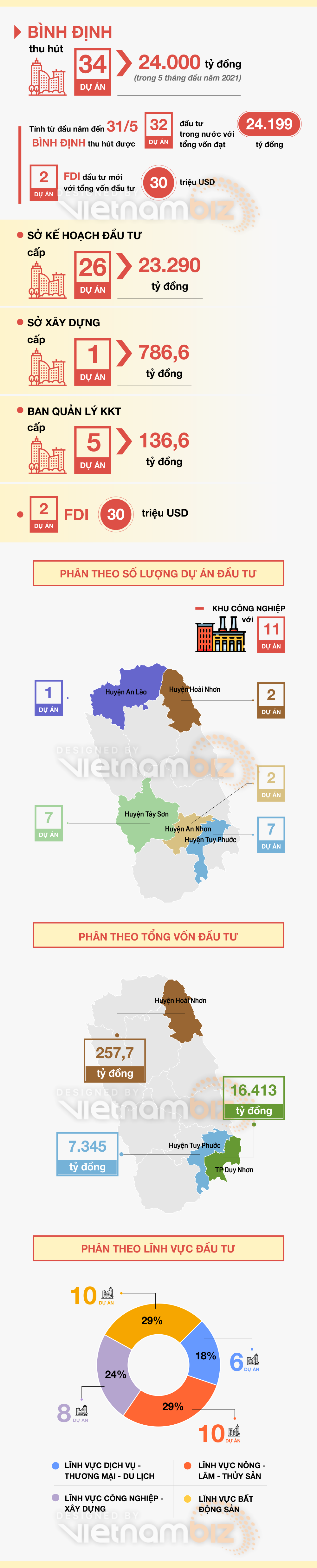 [Infographic] Bình Định thu hút 32 dự án hơn 24.000 tỷ đồng trong 5 tháng năm 2021 - Ảnh 1.
