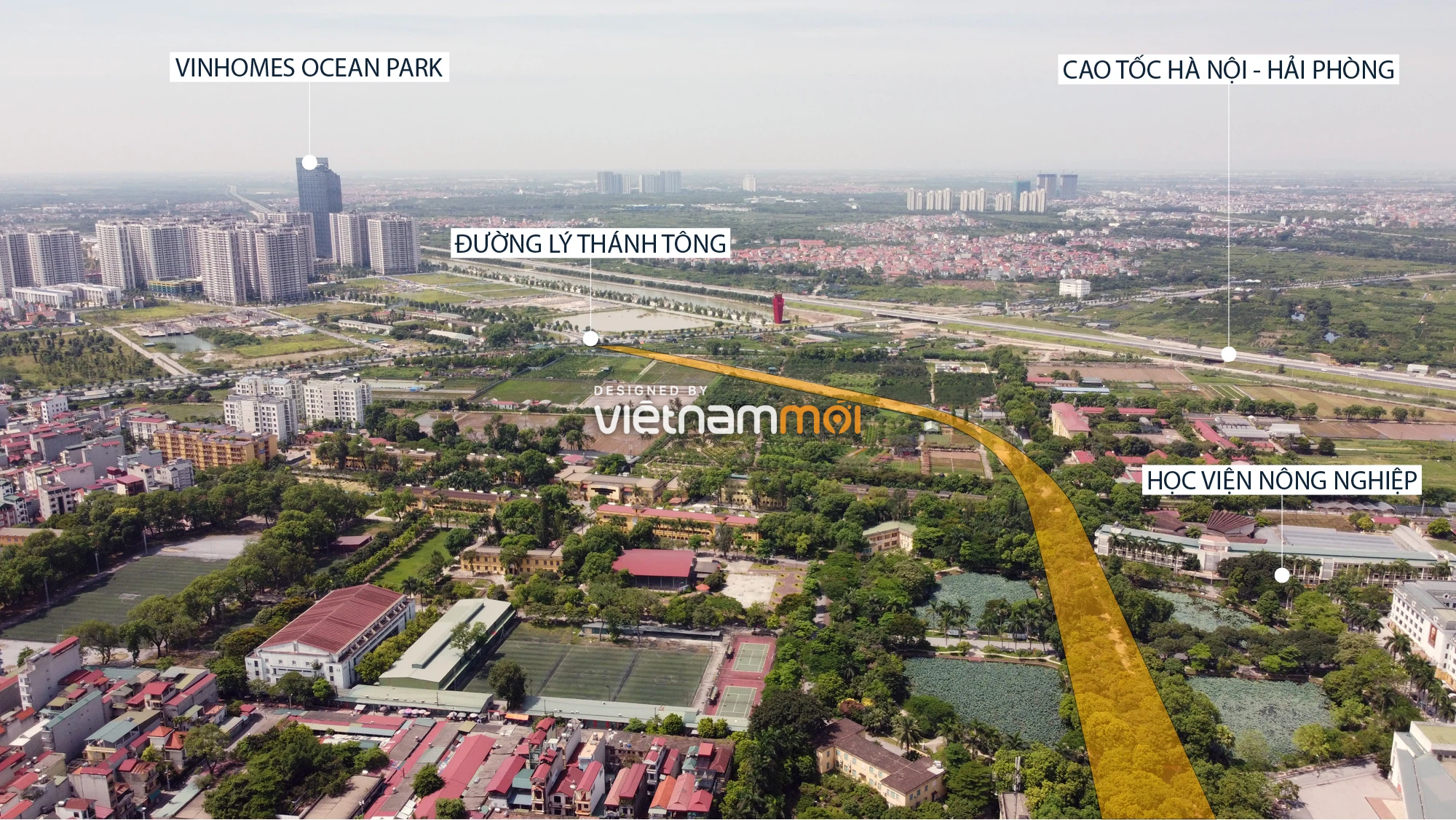 Toàn cảnh tuyến đường từ Vinhomes Ocean Park đến QL5 qua Học viện Nông nghiệp đang mở theo quy hoạch ở Hà Nội - Ảnh 1. Toàn cảnh tuyến đường từ Vinhomes Ocean Park đến QL5 qua Học viện Nông nghiệp đang mở theo quy hoạch ở Hà Nội - Ảnh 1.