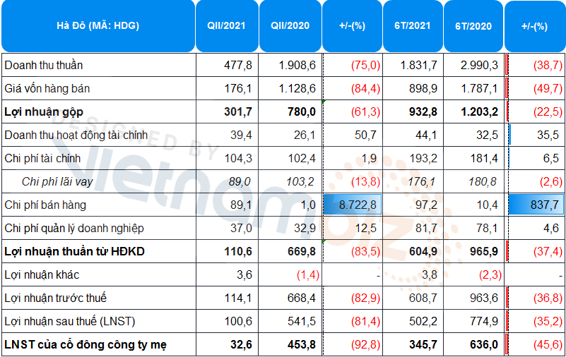 Hụt thu từ bất động sản, lợi nhuận 6 tháng Hà Đô giảm 35% - Ảnh 1. Hụt thu từ bất động sản, lợi nhuận 6 tháng Hà Đô giảm 35% - Ảnh 1.