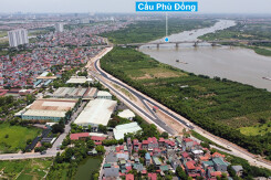 Toàn cảnh tuyến đường đê Hữu Đuống đoạn Dốc Lời - Đặng Xá đến xã Lệ Chi, Gia Lâm đang xây dựng