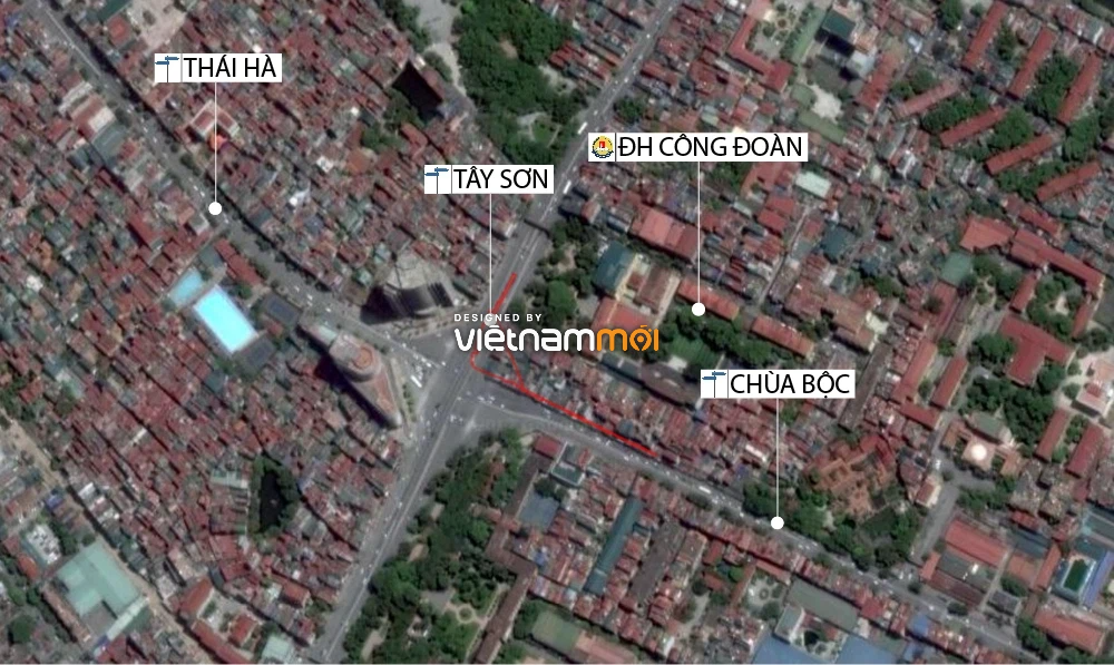 Cận cảnh khu vực thu hồi đất để hoàn thiện nút giao Chùa Bộc - Thái Hà - Ảnh 1.