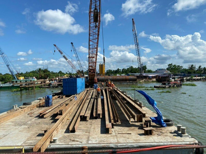 Cầu 5.000 tỷ nối Tiền Giang với Vĩnh Long đang vượt tiến độ thi công - Ảnh 1. Cầu 5.000 tỷ nối Tiền Giang với Vĩnh Long đang vượt tiến độ thi công - Ảnh 1.