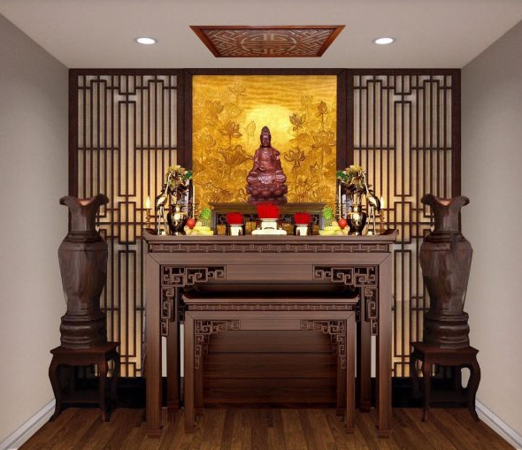Cách bố trí bàn thờ trong phòng khách chung cư đúng chuẩn cho gia đạo bình an - Ảnh 3.