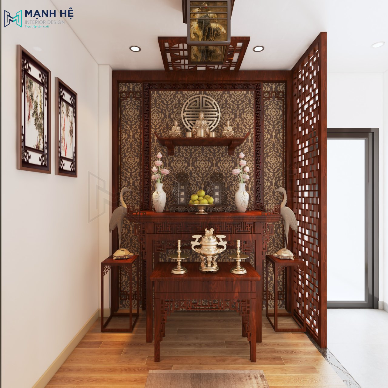 Cách bố trí bàn thờ trong phòng khách chung cư đúng chuẩn cho gia đạo bình an - Ảnh 12.