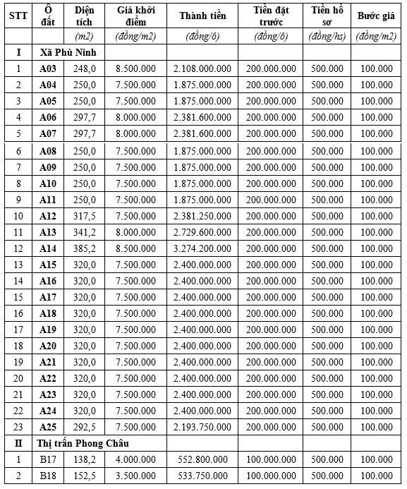 Phú Thọ đấu giá 25 ô đất, khởi điểm từ 533 triệu đồng/ô - Ảnh 1. Phú Thọ đấu giá 25 ô đất, khởi điểm từ 533 triệu đồng/ô - Ảnh 1.