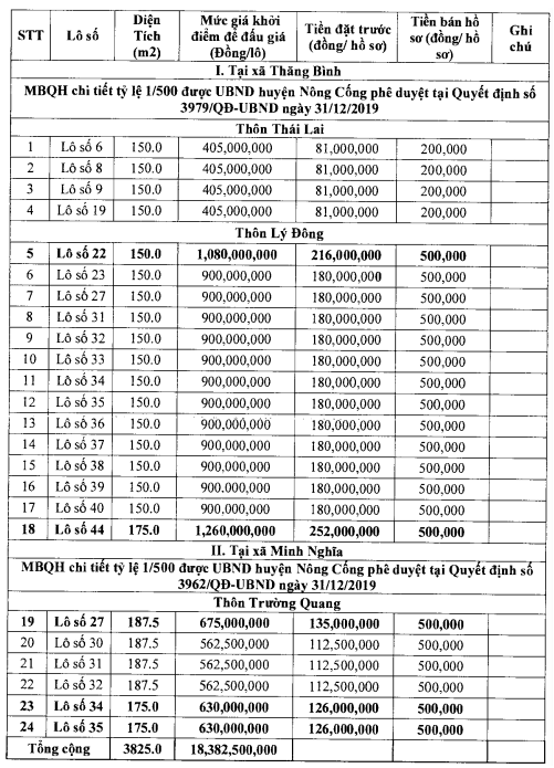 Thanh Hóa sắp đấu giá 24 lô đất tại huyện Nông Cống, khởi điểm từ 405 triệu đồng/lô - Ảnh 1.