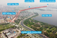 Toàn cảnh tuyến đường từ UBND quận Hoàng Mai đến Tam Trinh đang mở theo quy hoạch ở Hà Nội