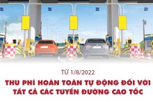 Từ 1/8, thu phí hoàn toàn tự động đối với các tuyến đường cao tốc