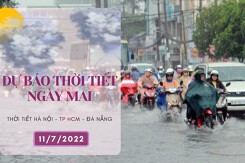 Dự báo thời tiết ngày mai 11/7/2022: Hà Nội thỉnh thoảng có mưa, Đà Nẵng và TP HCM tiếp diễn mưa to đến rất to