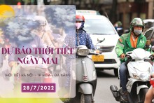 Dự báo thời tiết ngày mai 28/7/2022: Hà Nội và TP HCM mưa chủ yếu vào chiều tối, Đà Nẵng nắng nóng lên tới 35 độ