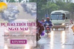 Dự báo thời tiết ngày mai 3/7/2022: Hà Nội mưa to tiếp tục kéo dài, Đà Nẵng và TP HCM đều có mưa rào và dông
