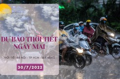 Dự báo thời tiết ngày mai 30/7/2022: Hà Nội cục bộ có mưa to, Đà Nẵng còn nắng nóng, TP HCM mưa về chiều tối