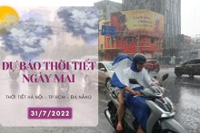 Dự báo thời tiết ngày mai 31/7/2022: Hà Nội tiếp tục mưa lớn, Đà Nẵng và TP HCM ngày nắng, đêm không mưa