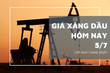 Giá xăng dầu hôm nay 5/7: Tiếp tục tăng gần 1% sau phiên hôm qua
