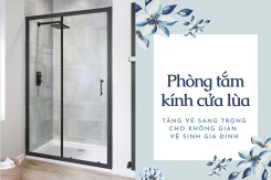 Tăng vẻ sang trọng cho không gian vệ sinh gia đình với phòng tắm kính cửa lùa