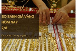 So sánh giá vàng hôm nay 2/8: Vàng trong nước tăng thêm 100.000 - 800.000 đồng/lượng