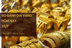 So sánh giá vàng hôm nay 25/7: Vàng SJC tăng 100.000 - 600.000 đồng/lượng phiên trưa đầu tuần