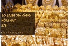 So sánh giá vàng hôm nay 5/8: Vàng trong nước tăng từ 100.000 đồng/lượng đến 300.000 đồng/lượng